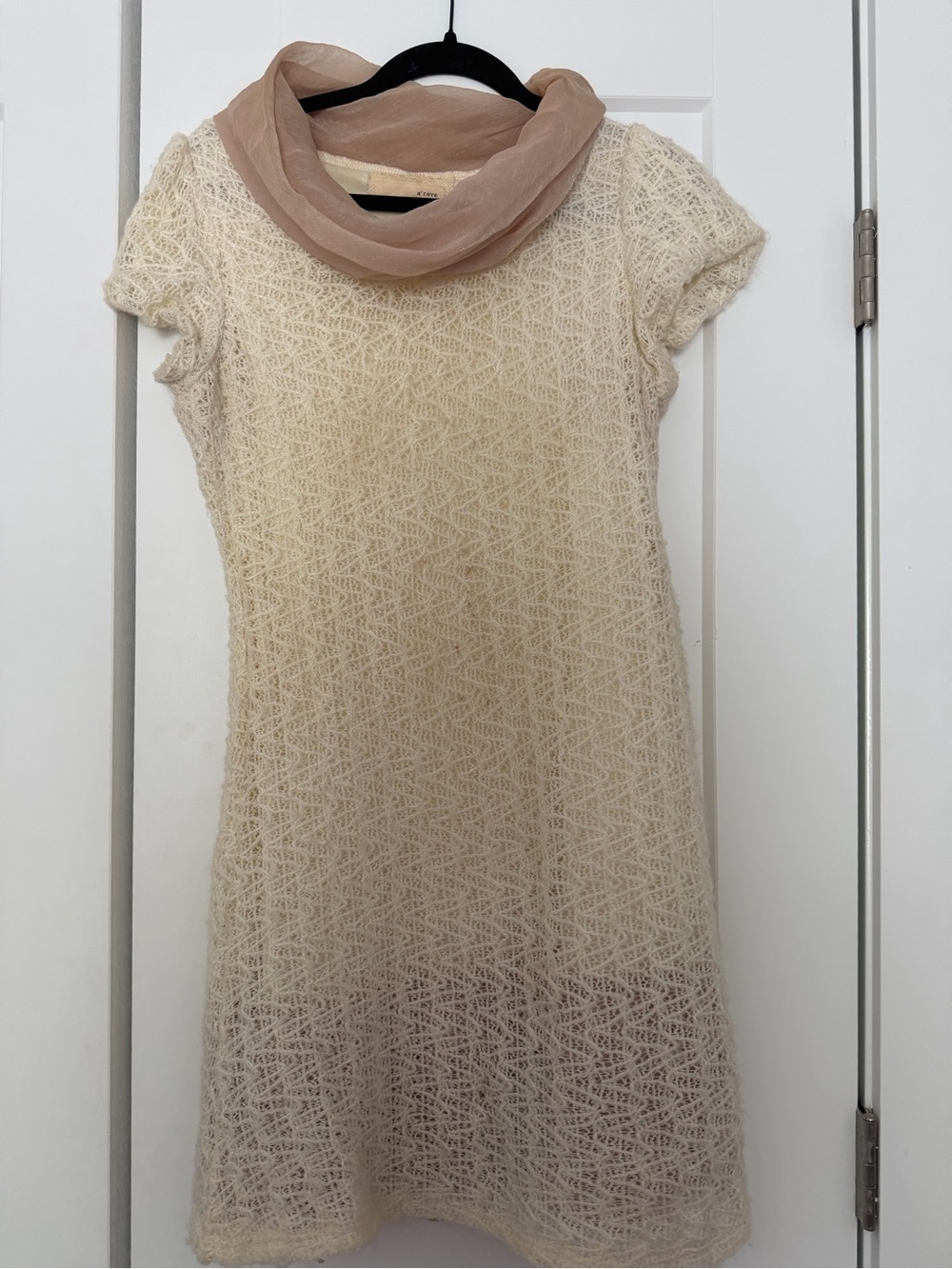 A'Reve Cream Dress with Blush Scarf Accent